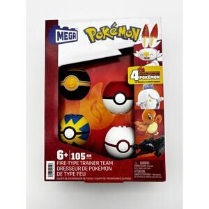 New. MEGA Brands - Pokemon Fire-Type Trainer Team Building Toy Kits Brick Sealed